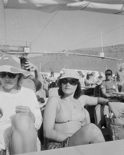 Friends enjoying the boat trip to La Graciosa