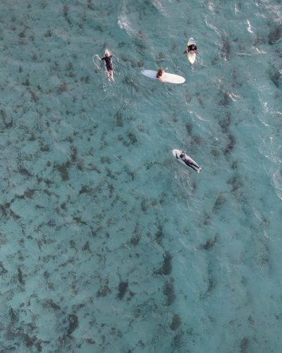 A quiet lineup, seen from above